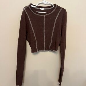 Brown Long Sleeve Garage Top Size S